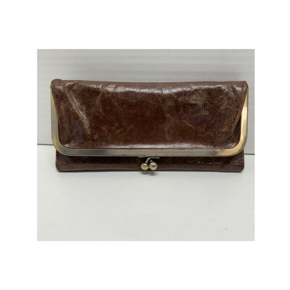 HOBO Weathered Leather Brown Lauren Wallet Clutch - Picture 1 of 8